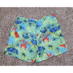 George Swim Trunks Flamingo Tropical Lt Blue Men's Size XL 40/42